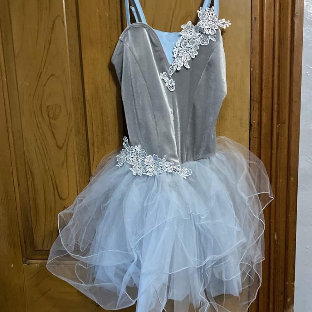 Weissman Gray and White Dance Costume